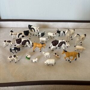 Vintage Lot of 22 Plastic/Rubber Miniature Animals Made in Hong Kong Mixed